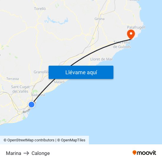 Marina to Calonge map