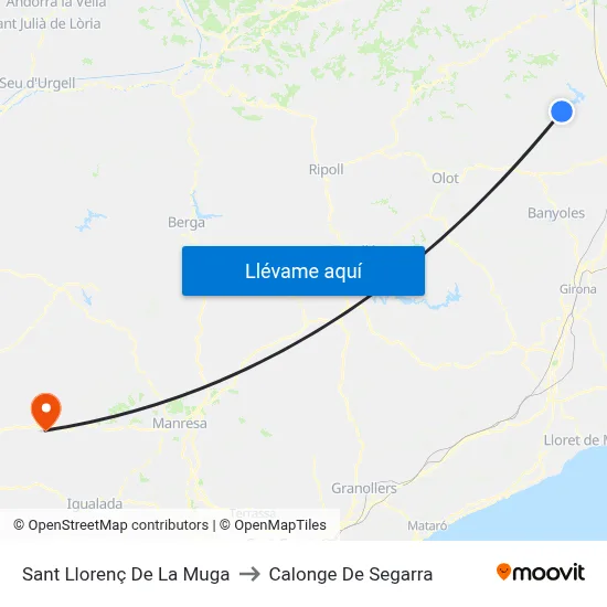 Sant Llorenç De La Muga to Calonge De Segarra map