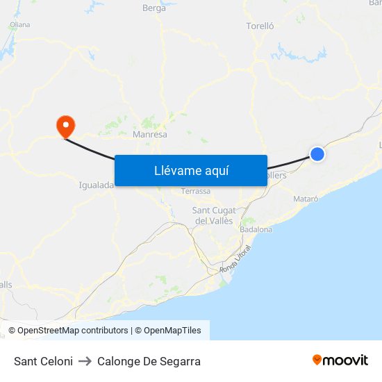 Sant Celoni to Calonge De Segarra map