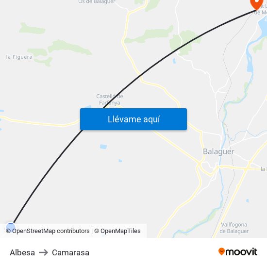 Albesa to Camarasa map
