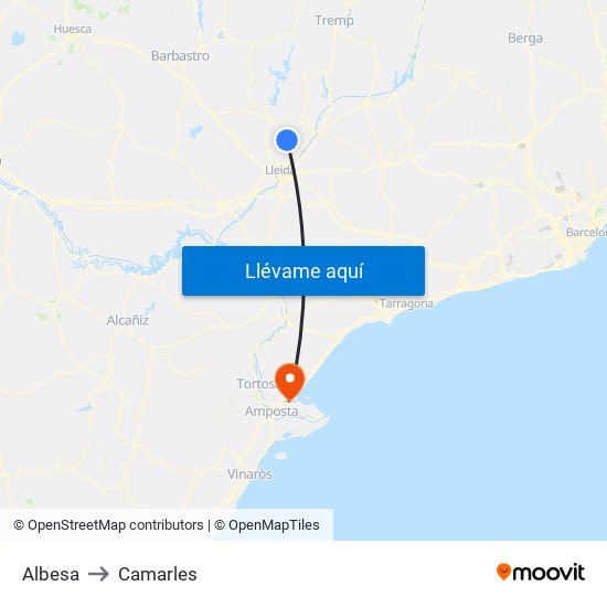 Albesa to Camarles map