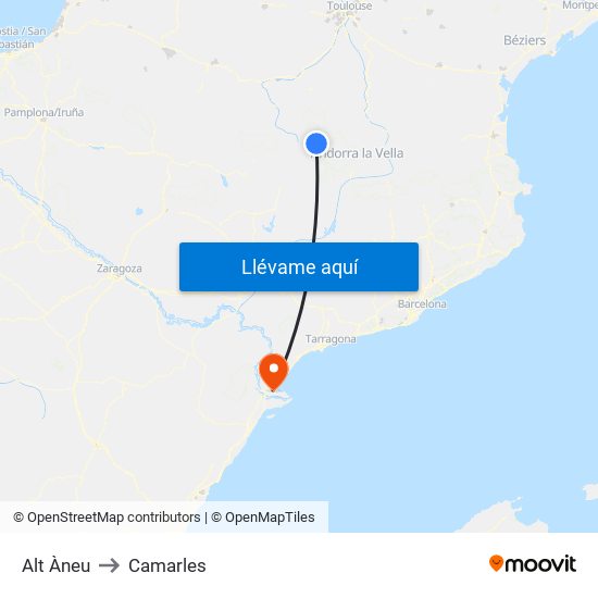 Alt Àneu to Camarles map