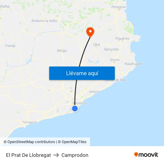 El Prat De Llobregat to Camprodon map