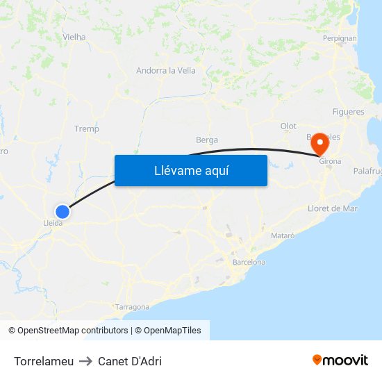 Torrelameu to Canet D'Adri map