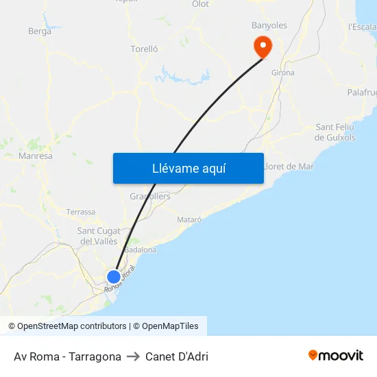 Av Roma - Tarragona to Canet D'Adri map