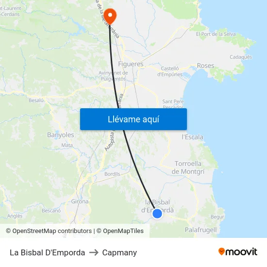 La Bisbal D'Emporda to Capmany map