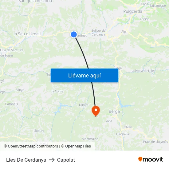 Lles De Cerdanya to Capolat map