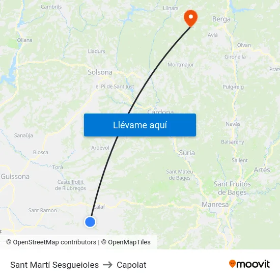 Sant Martí Sesgueioles to Capolat map