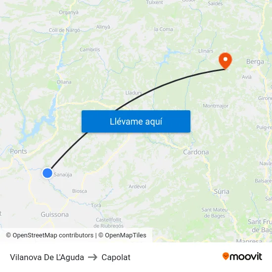 Vilanova De L'Aguda to Capolat map