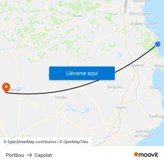 Portbou to Capolat map