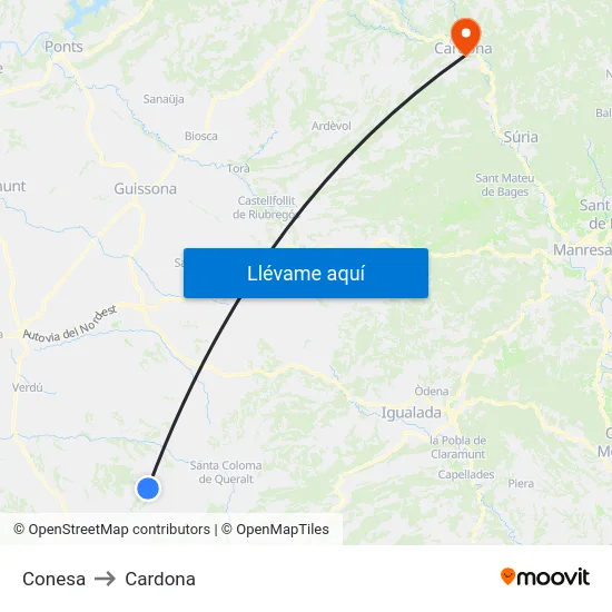 Conesa to Cardona map