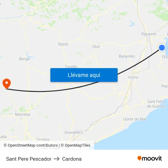 Sant Pere Pescador to Cardona map