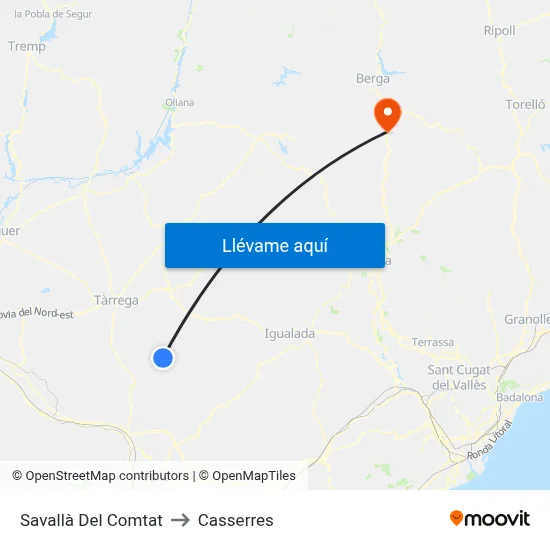 Savallà Del Comtat to Casserres map