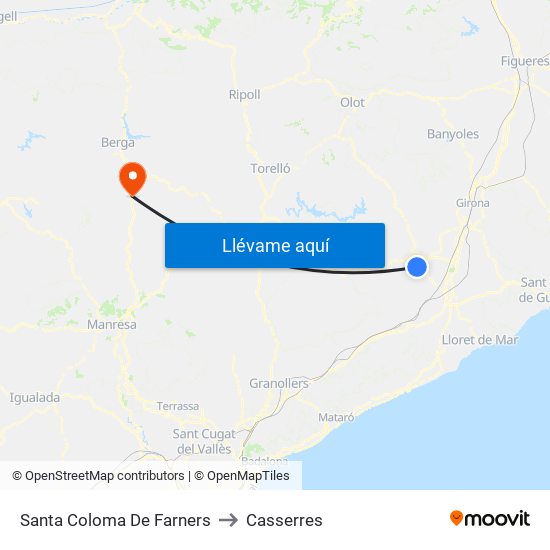 Santa Coloma De Farners to Casserres map
