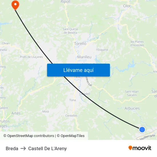 Breda to Castell De L'Areny map