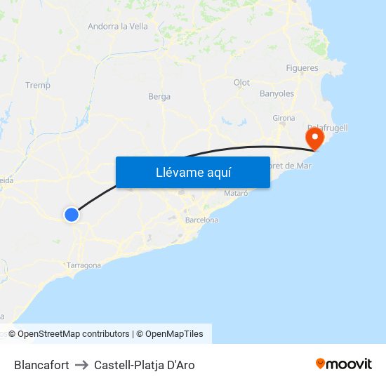 Blancafort to Castell-Platja D'Aro map