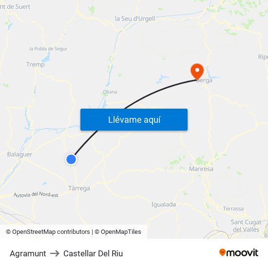 Agramunt to Castellar Del Riu map