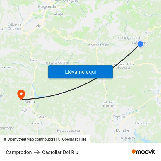 Camprodon to Castellar Del Riu map