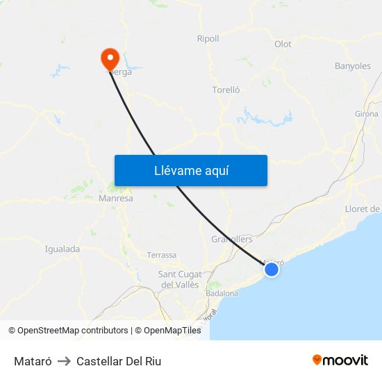 Mataró to Castellar Del Riu map
