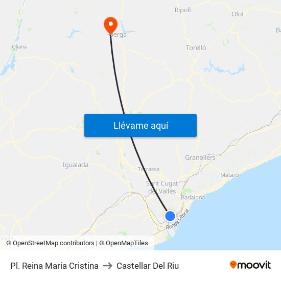 Pl. Reina Maria Cristina to Castellar Del Riu map