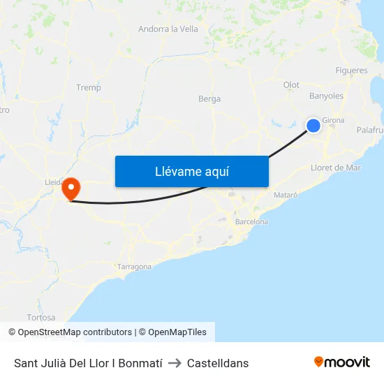 Sant Julià Del Llor I Bonmatí to Castelldans map