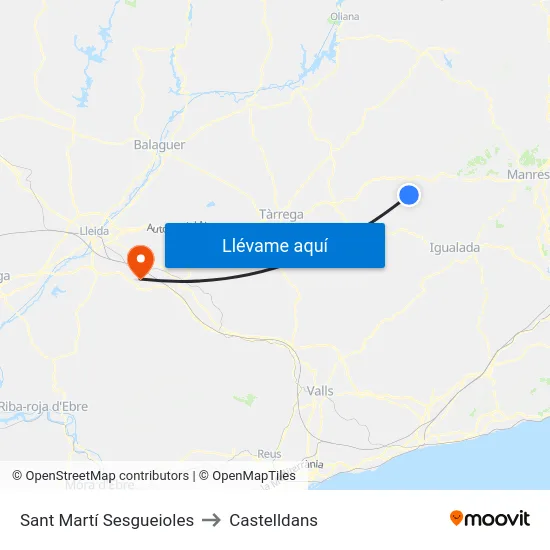 Sant Martí Sesgueioles to Castelldans map