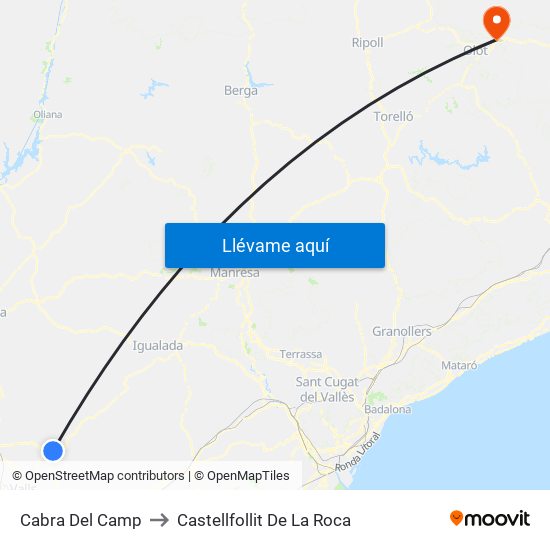 Cabra Del Camp to Castellfollit De La Roca map