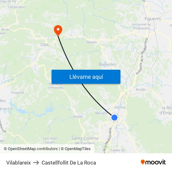 Vilablareix to Castellfollit De La Roca map