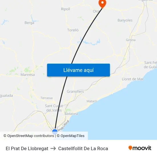 El Prat De Llobregat to Castellfollit De La Roca map