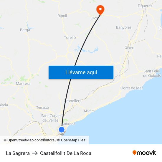 La Sagrera to Castellfollit De La Roca map