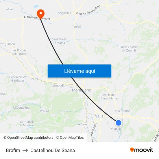 Bràfim to Castellnou De Seana map