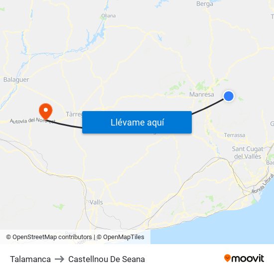 Talamanca to Castellnou De Seana map