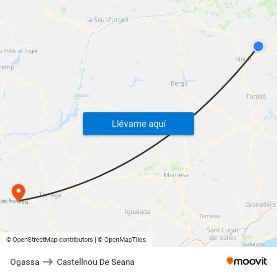 Ogassa to Castellnou De Seana map