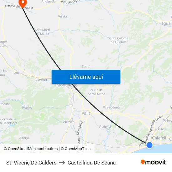 St. Vicenç De Calders to Castellnou De Seana map