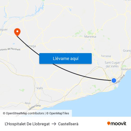 L’Hospitalet De Llobregat to Castellserà map