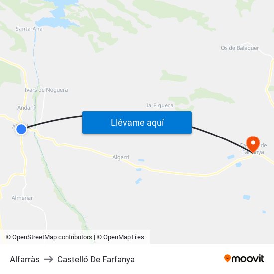 Alfarràs to Castelló De Farfanya map