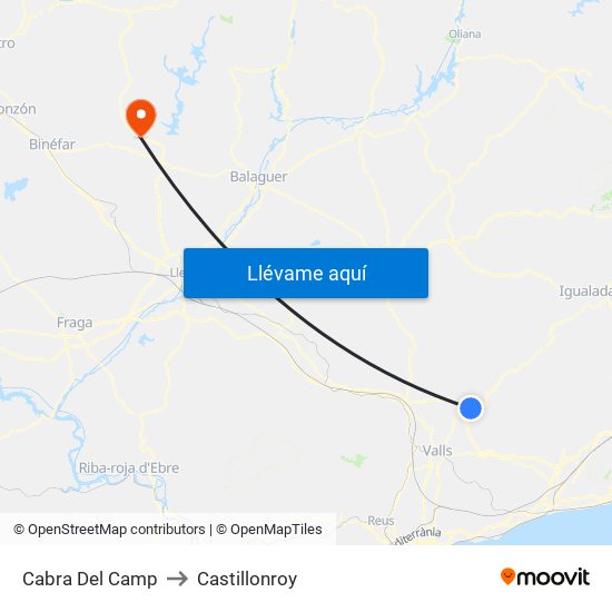 Cabra Del Camp to Castillonroy map