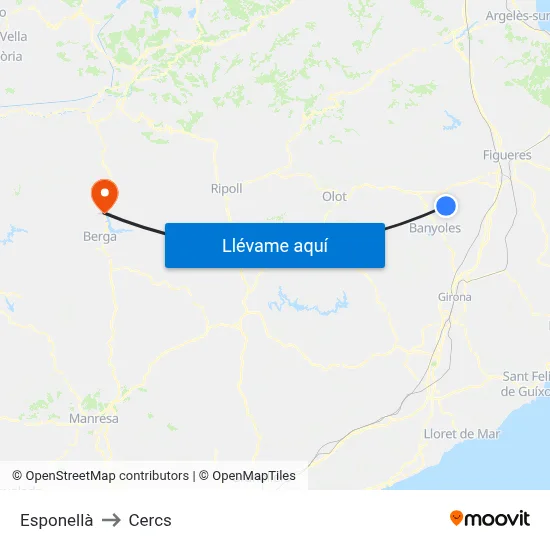 Esponellà to Cercs map