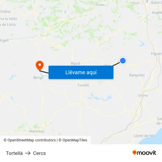 Tortellà to Cercs map