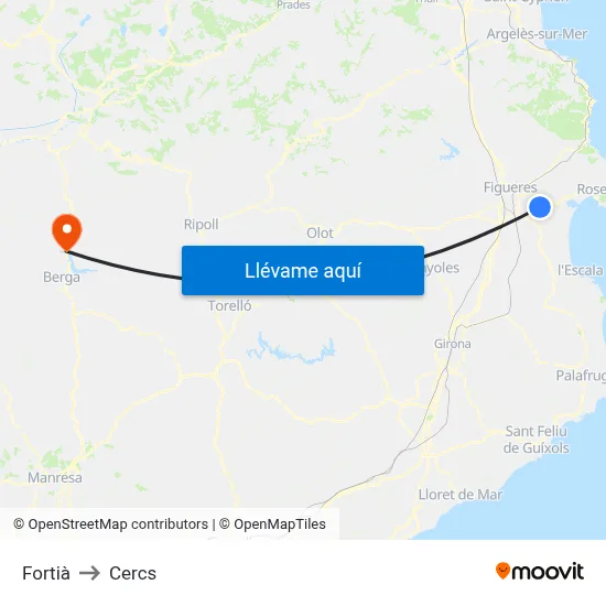Fortià to Cercs map