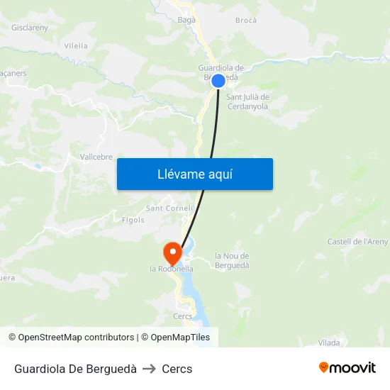 Guardiola De Berguedà to Cercs map