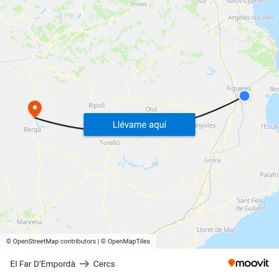 El Far D'Empordà to Cercs map