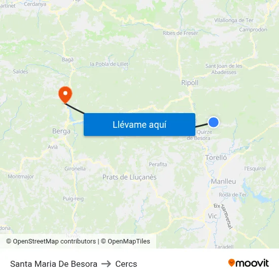 Santa Maria De Besora to Cercs map