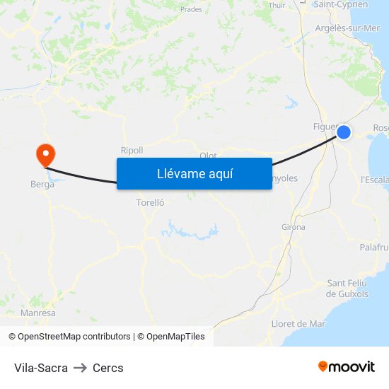Vila-Sacra to Cercs map