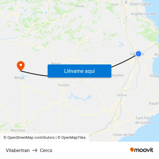 Vilabertran to Cercs map