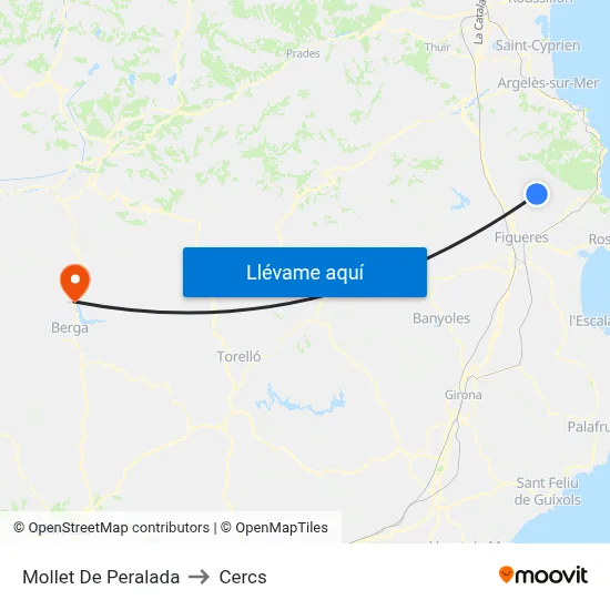 Mollet De Peralada to Cercs map