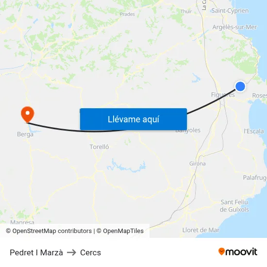 Pedret I Marzà to Cercs map