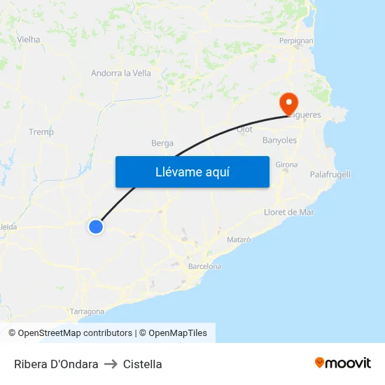 Ribera D'Ondara to Cistella map