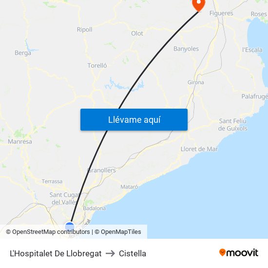 L'Hospitalet De Llobregat to Cistella map