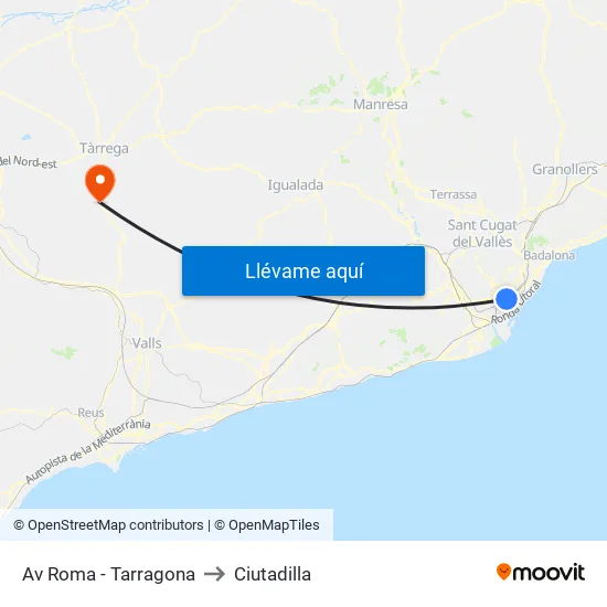 Av Roma - Tarragona to Ciutadilla map
